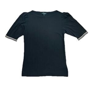 LAUREN RALPH LAUREN Womens Large Blouse Puff Sleeve Slim Fit Preppy Casual